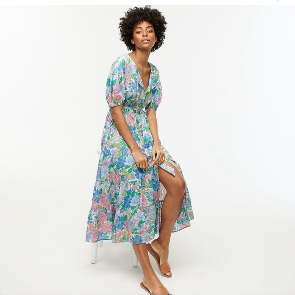 J. Crew Floral Maxi Dress - Blue, Pink, Green